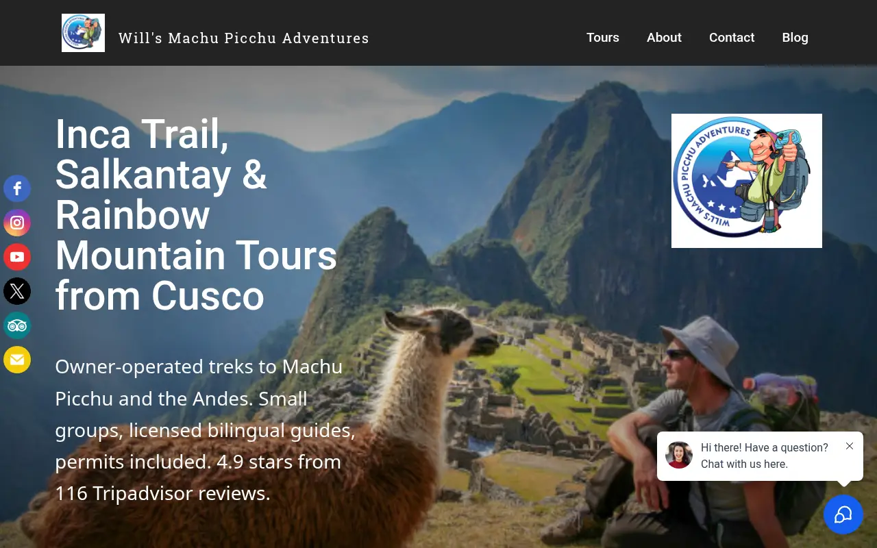 Homepage of willsmachupicchuadventures.com